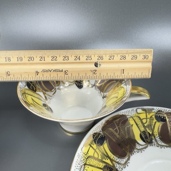 Fine Bavaria German Porcelain Trio Plate Saucer And Teacup Set Heavy Gold Yellow - Picture 10 of 16